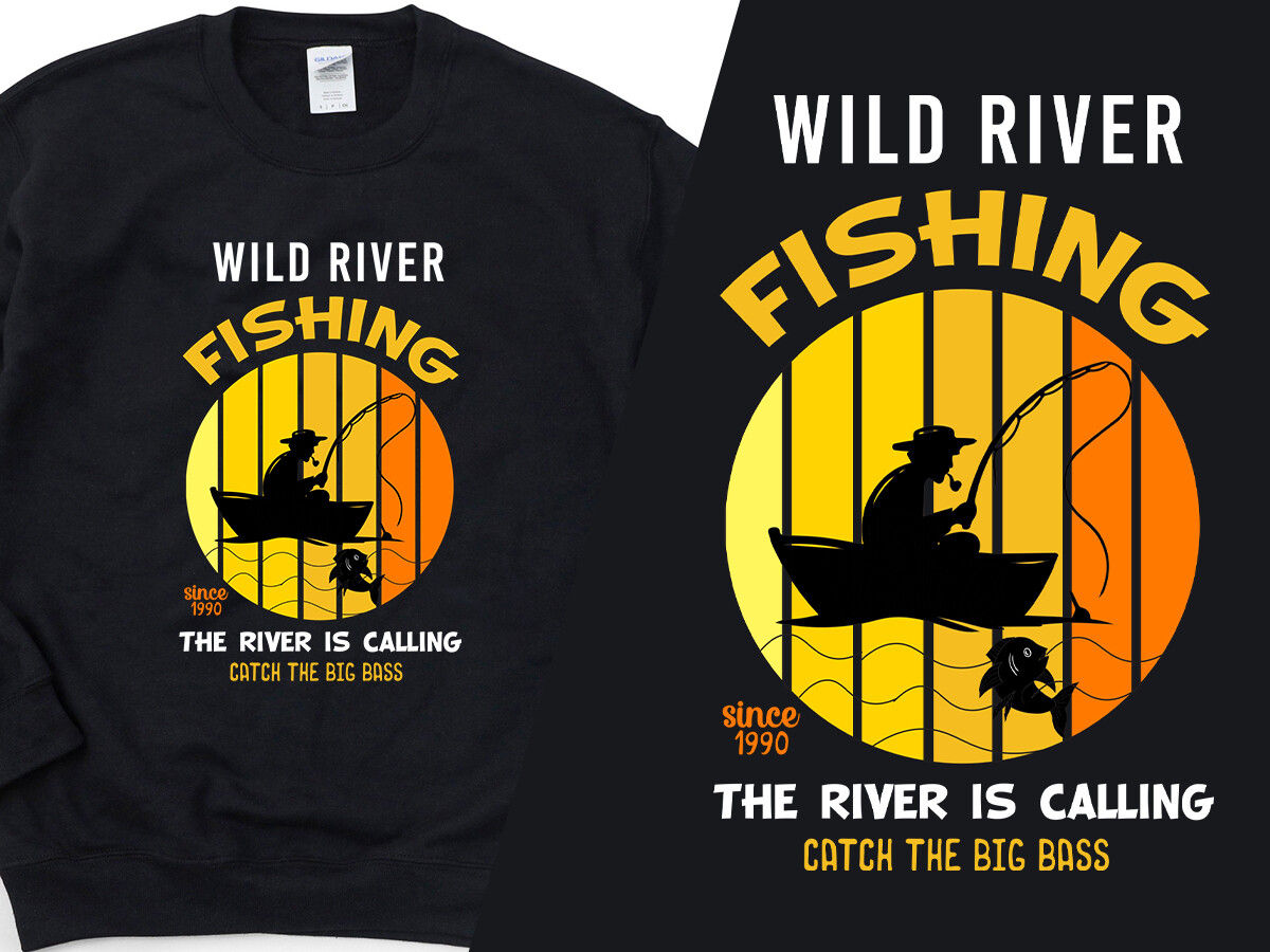Fishing the River Calling Stylish Tee Graphic by imkhaliid · Creative  Fabrica