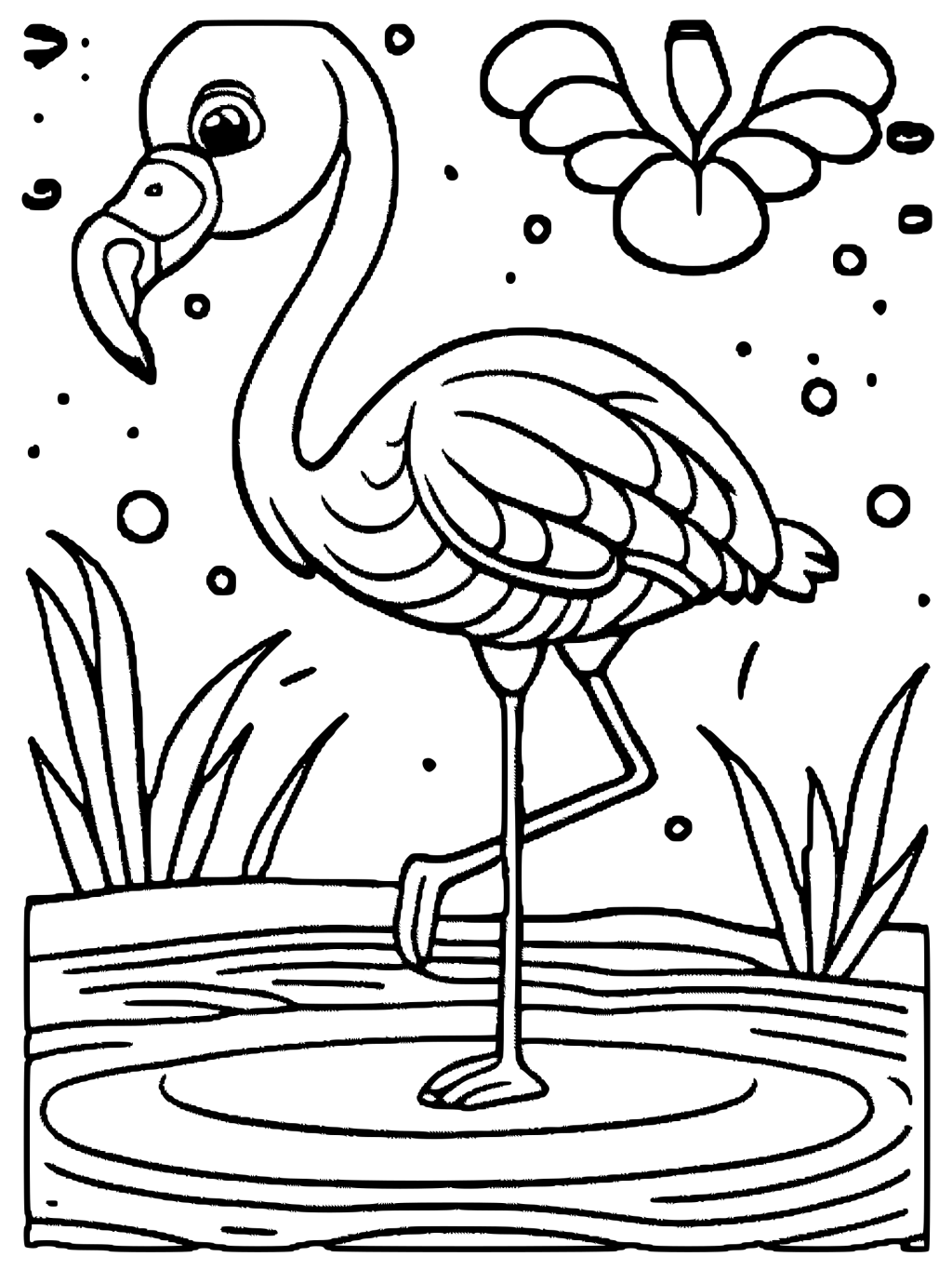 Flamingo Coloring Page for Kids · Creative Fabrica
