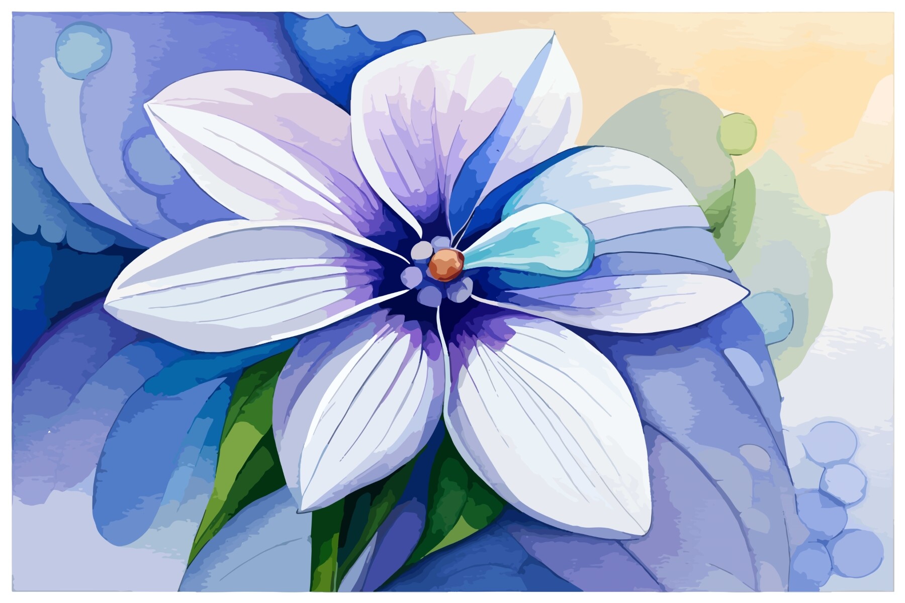 Periwinkle Flower Watercolor Art Graphic by Designbird · Creative Fabrica