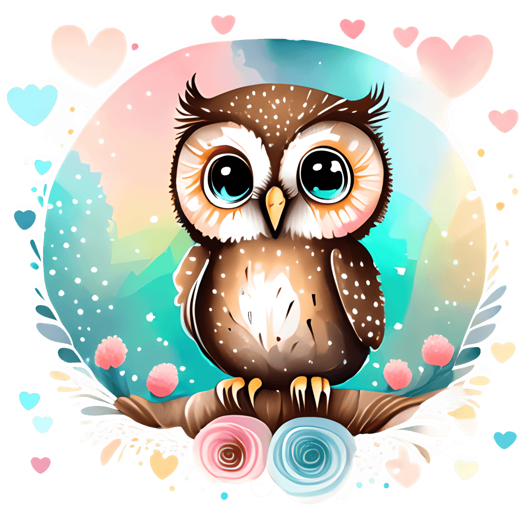 Cute Baby Owl Nursery Art with Scenic Background and Bokeh · Creative ...