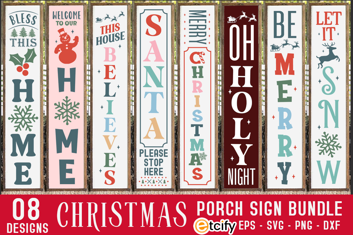 Christmas Porch Sign SVG Bundle Vertical Graphic by etcify · Creative ...