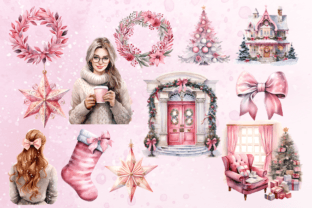 Pretty Pink Christmas Backgrounds Graphic by Nadia Theron Art · Creative  Fabrica