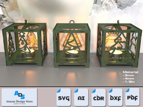 Wood Lantern, Laser Cut Floor Night Lamp Graphic by atacanwoodbox