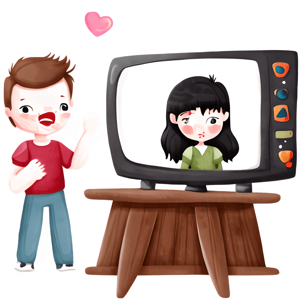 Boy and Girl Watching TV · Creative Fabrica
