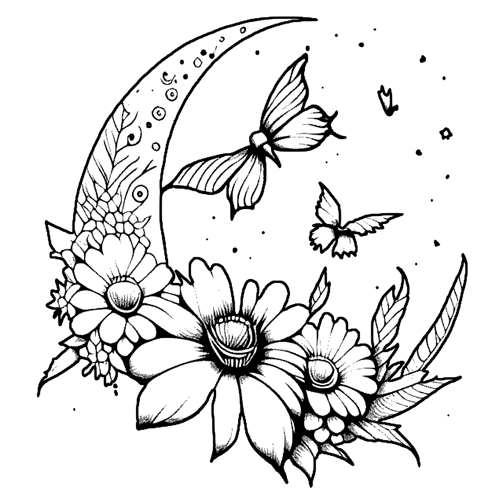 Desenhos  Flores, Livros e Lua Blog