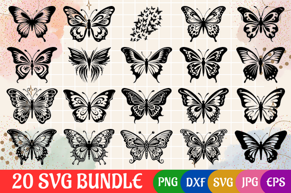 Butterfly Exclusive SVG Black Master Set Graphic by Creative Oasis ...