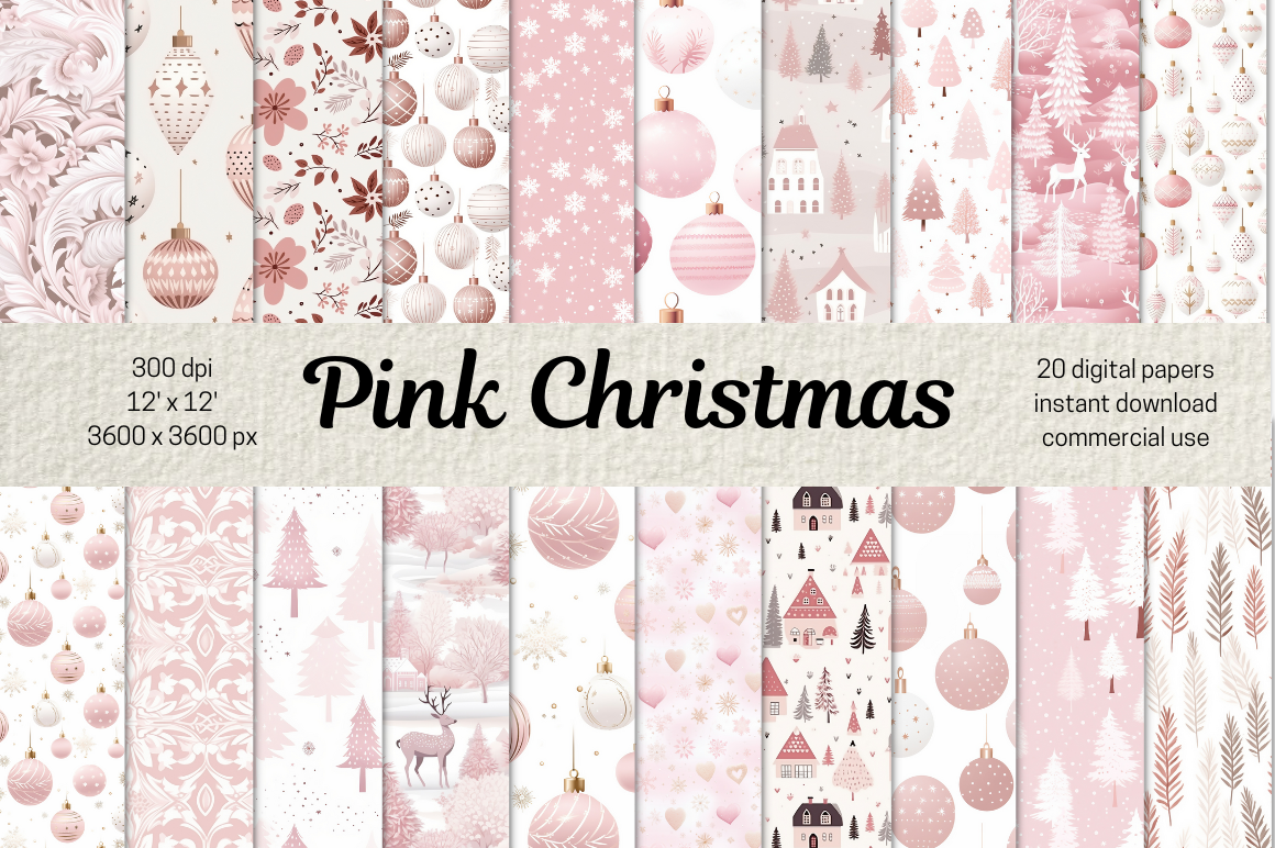 Pink Christmas Pattern Scrapbook Paper Graphic by MashMashStickers ·  Creative Fabrica
