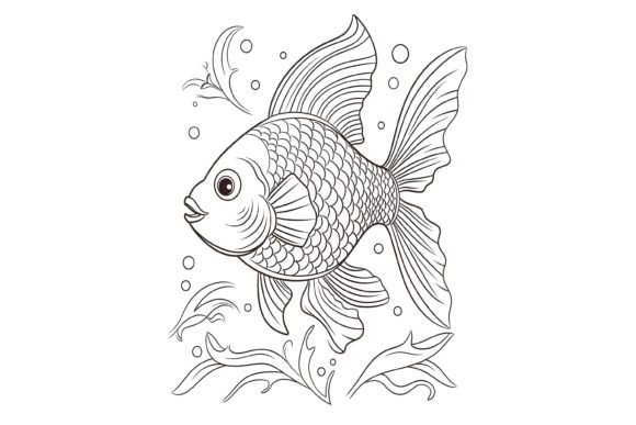 Fish Coloring Page for Kids Graphic by mimishop · Creative Fabrica