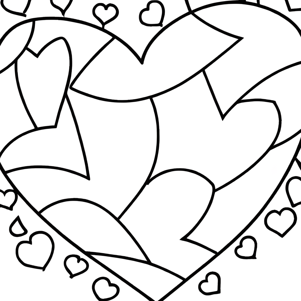Black and White Heart Outline Coloring Page · Creative Fabrica
