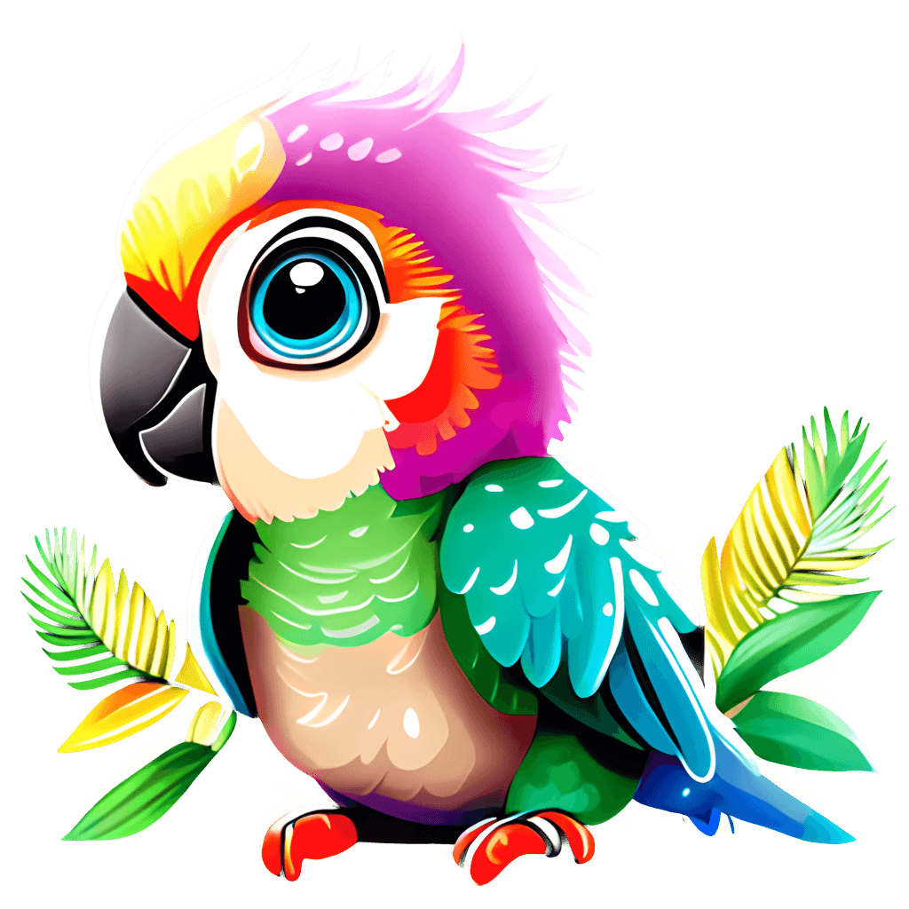 Cute Adorable Baby Parrot with Dreamy Eyes Cartoon · Creative Fabrica