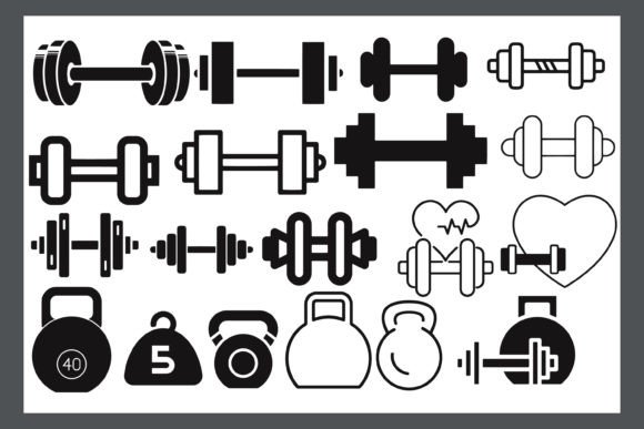 Gym Fitness Elements Gráfico por Creative Designs · Creative Fabrica