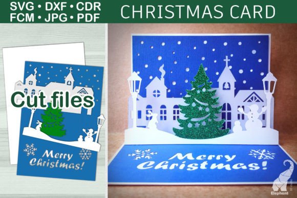 Pop Up Christmas Card Svg Template Graphic By 3d Studio Elephant