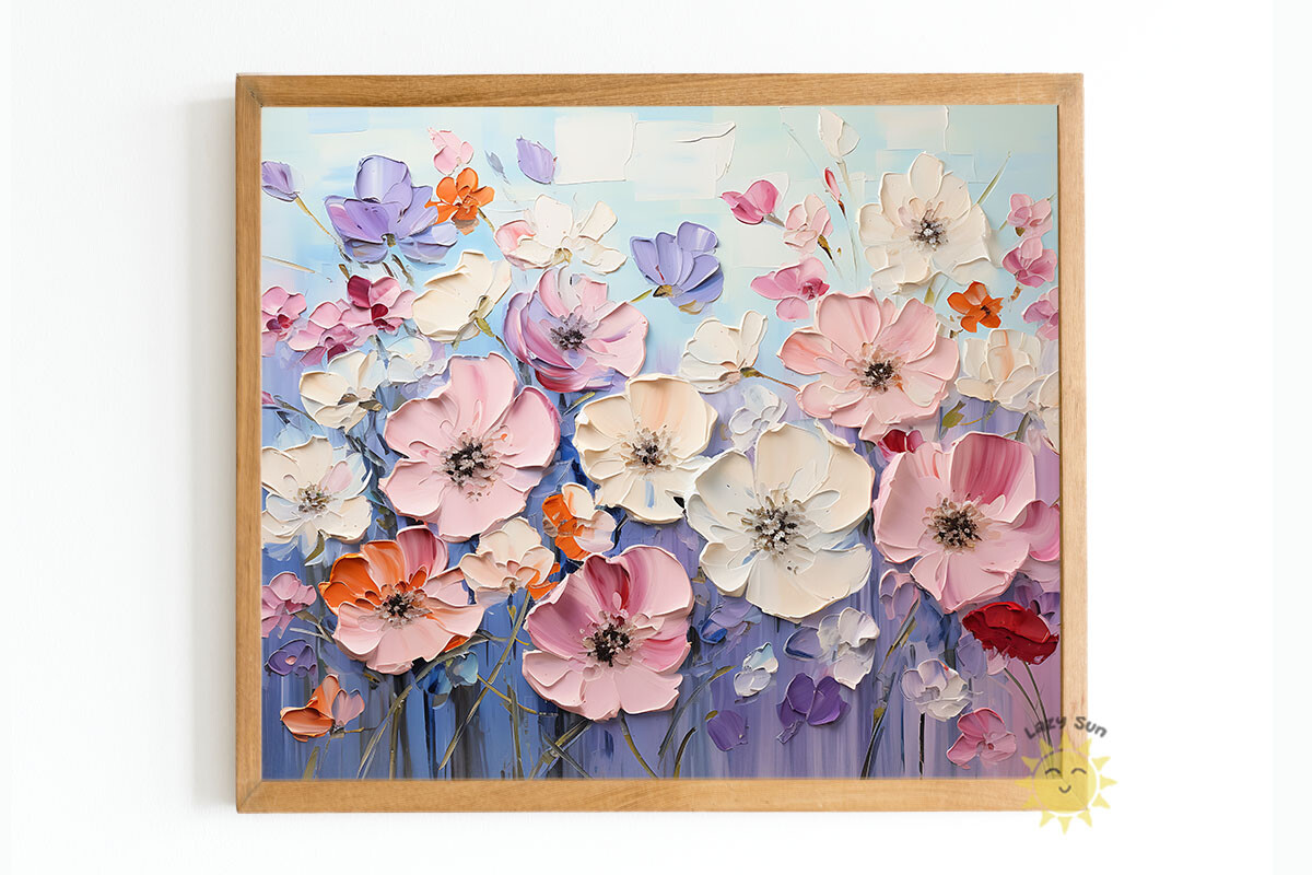 Impasto Flowers Painting Backgrounds Graphic by Lazy Sun · Creative Fabrica