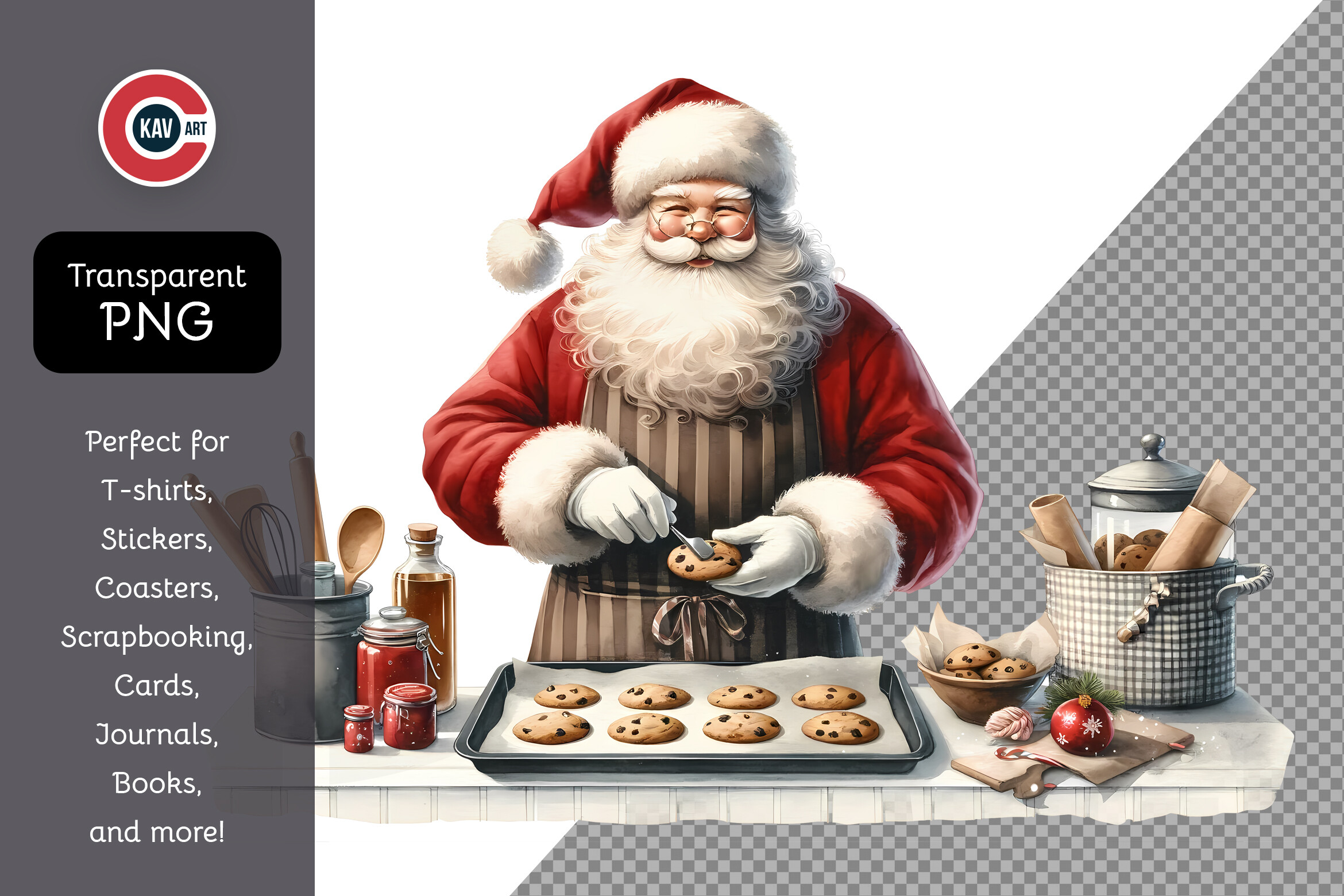 Christmas Baking Art Print Poster // Merry Christmas, Santa, Holiday  Season, Holidays, Funny, Cute Present, Carols, Baking Supplies, Cookies 