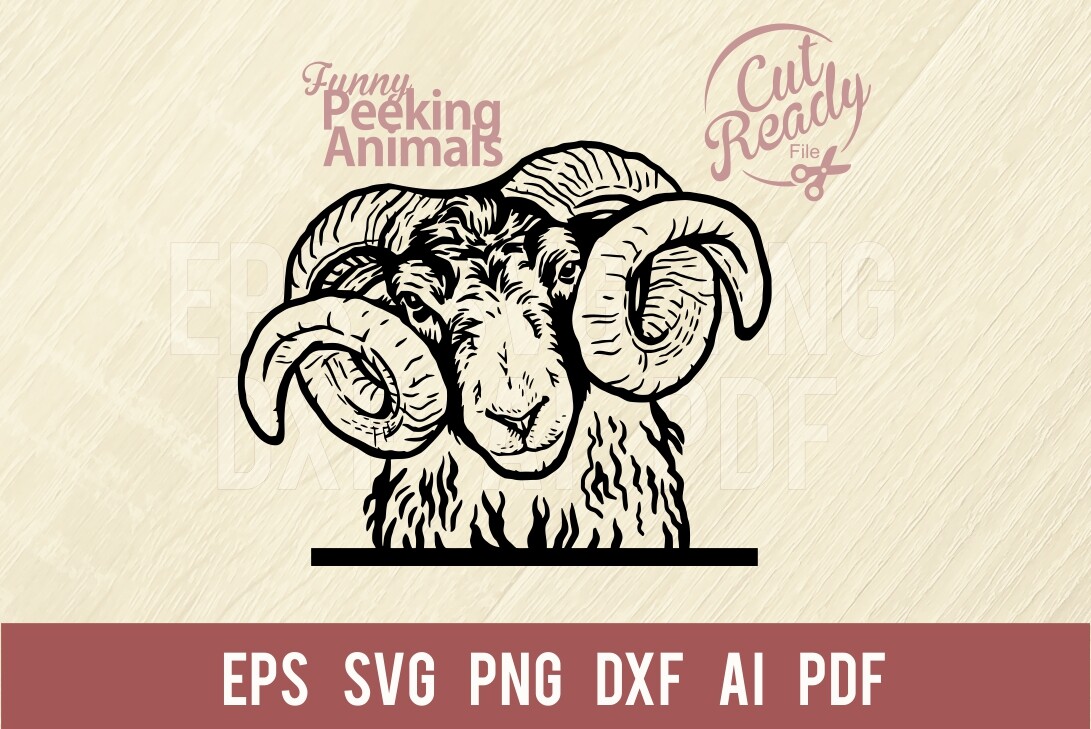Peeking Funny Ram SVG - Peeking Animals Graphic by SignReadyDClipart ...