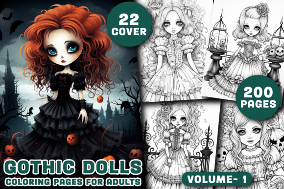 200 Gothic Dolls Coloring Pages Graphic by Ministed Night · Creative ...