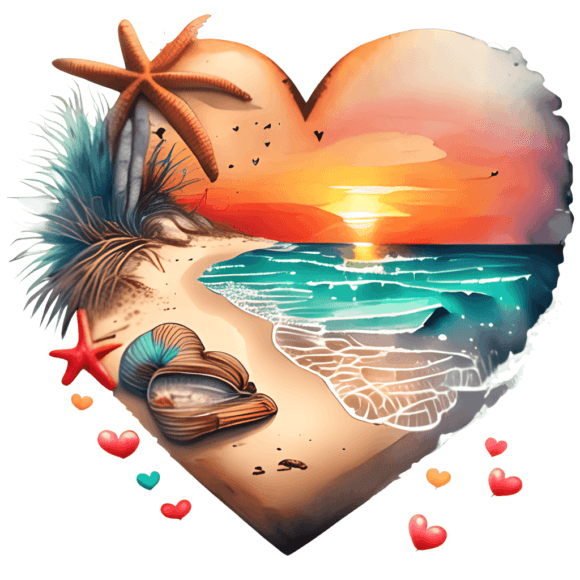 Gráfico de acuarela Beach Heart Contenido de la comunidad Por AM-Designer