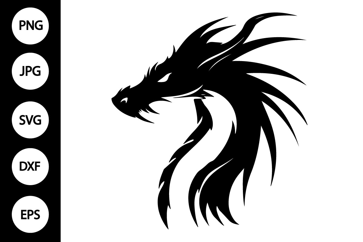Silhouette Dragon Head SVG Graphic by MYDIGITALART13 · Creative Fabrica