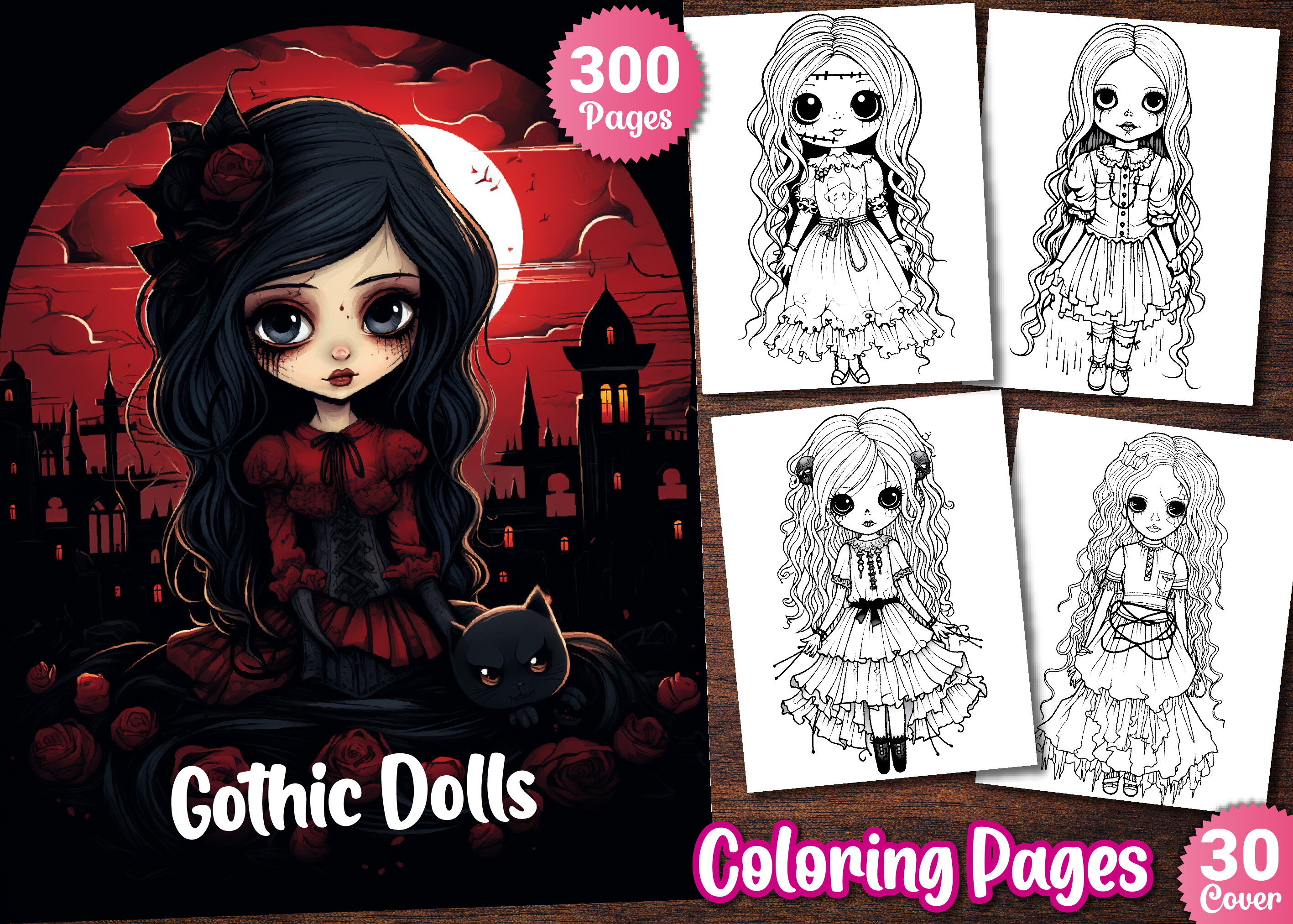 300 Gothic Dolls Coloring Pages - KDP Graphic by KIDS ZONE · Creative ...