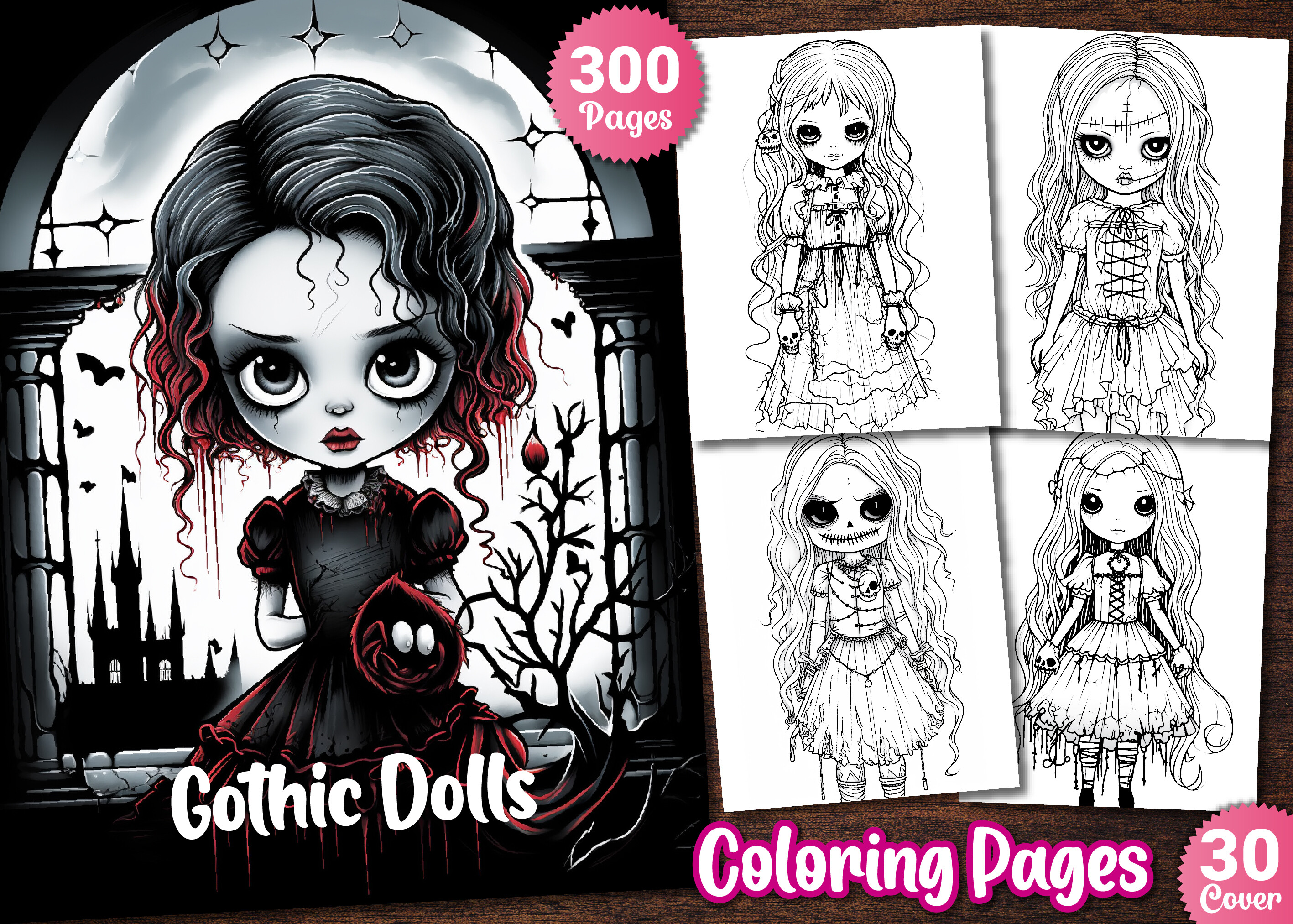 300 Gothic Dolls Coloring Pages KDP Graphic by WinSum Art · Creative ...