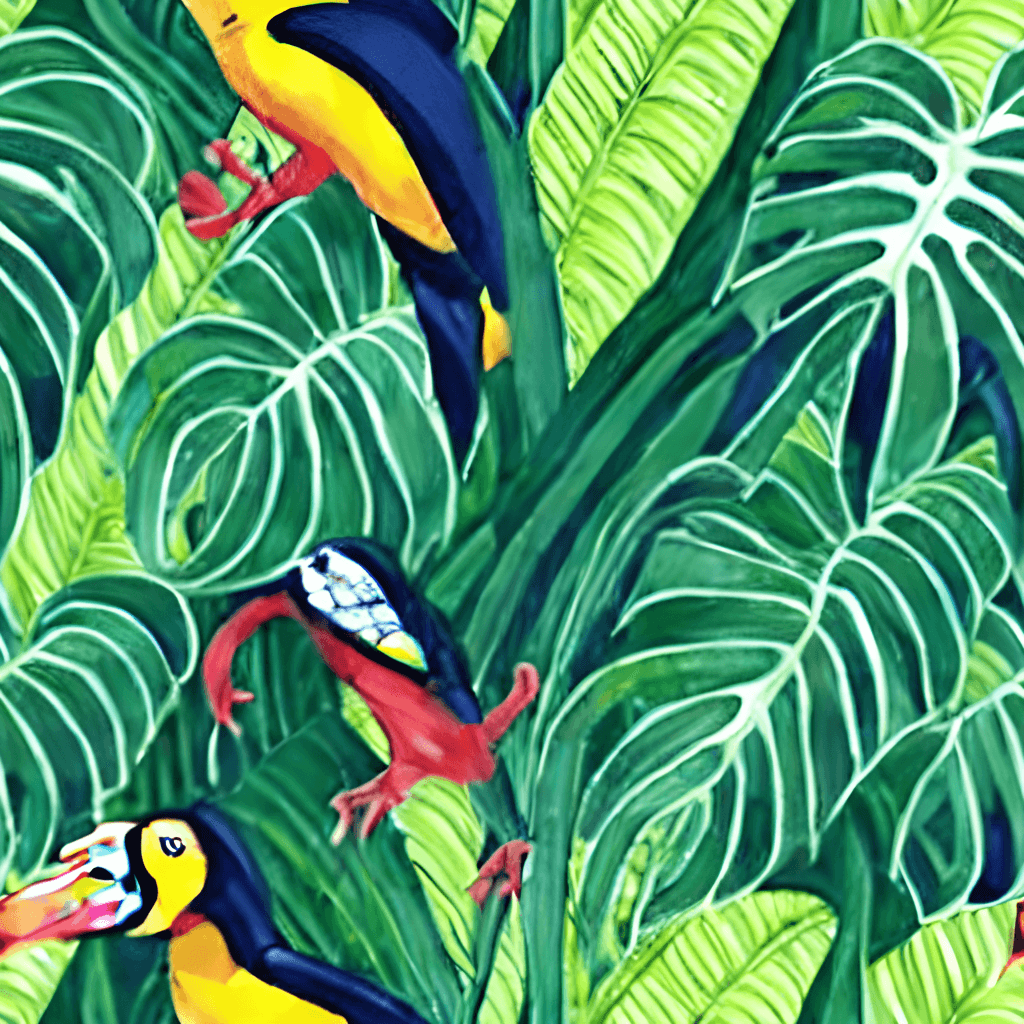 Monstera and Tropical Friends Digital Graphic · Creative Fabrica