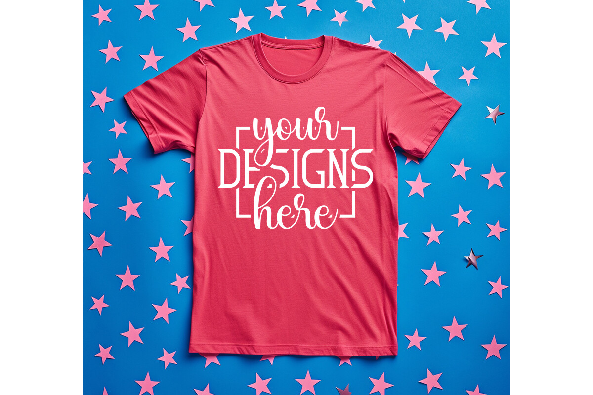 4th of July Pink T-Shirt Mockups Graphic by MockupsHouse · Creative Fabrica