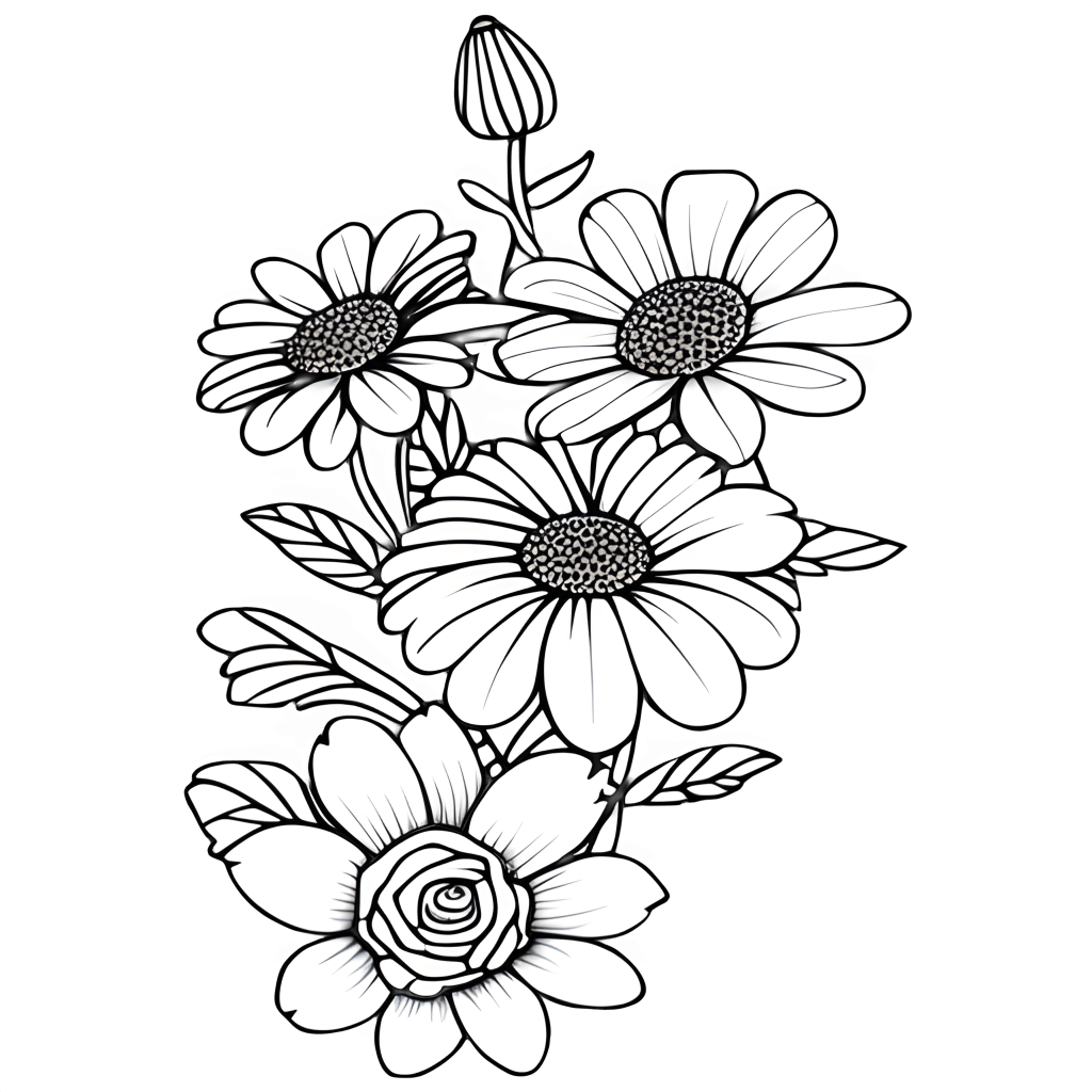 Black White Floral Coloring Page Patterns · Creative Fabrica