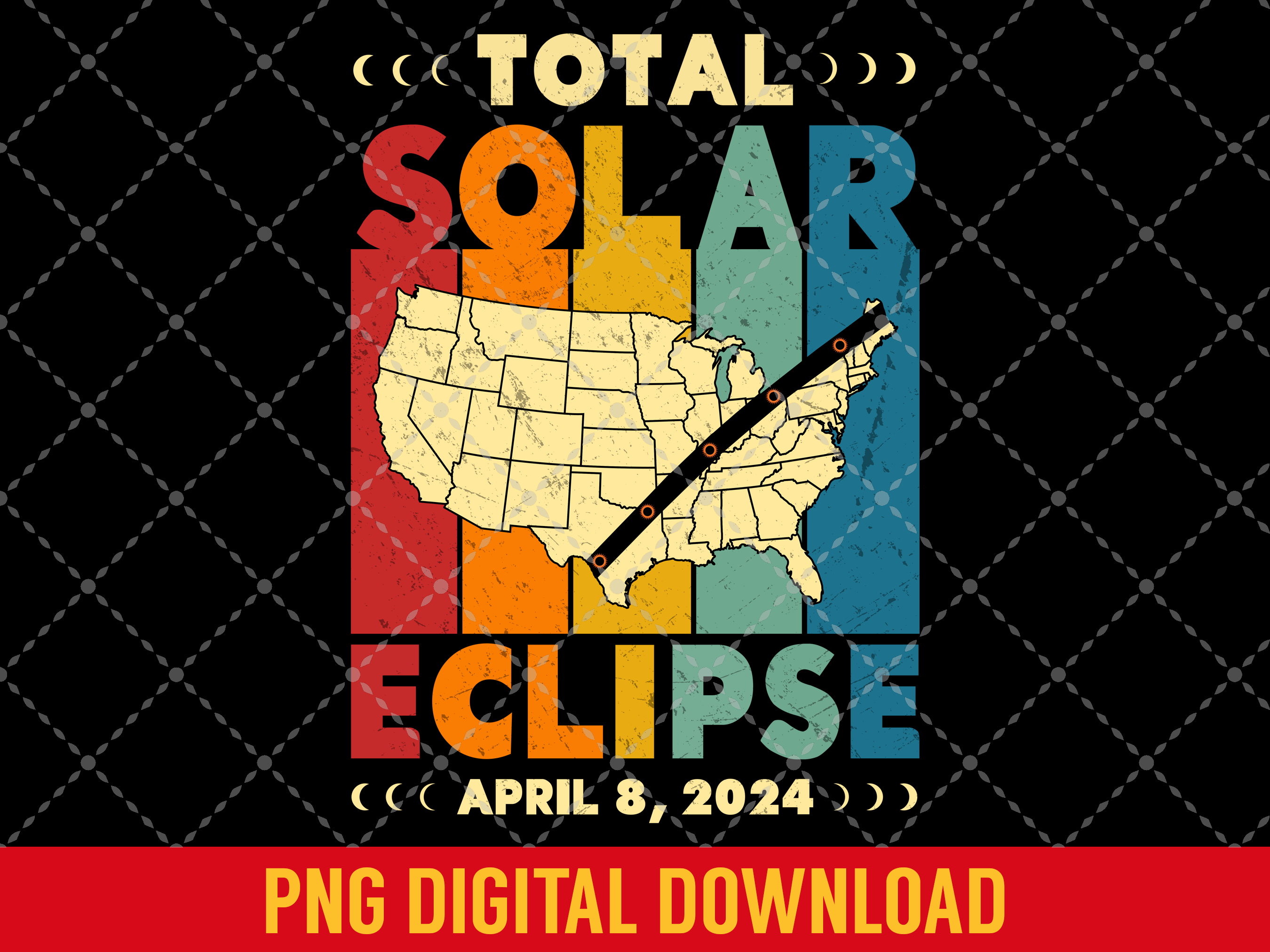 Vintage Total Solar Eclipse 2024 USA Map Graphic by SimpliciTeePlus ...