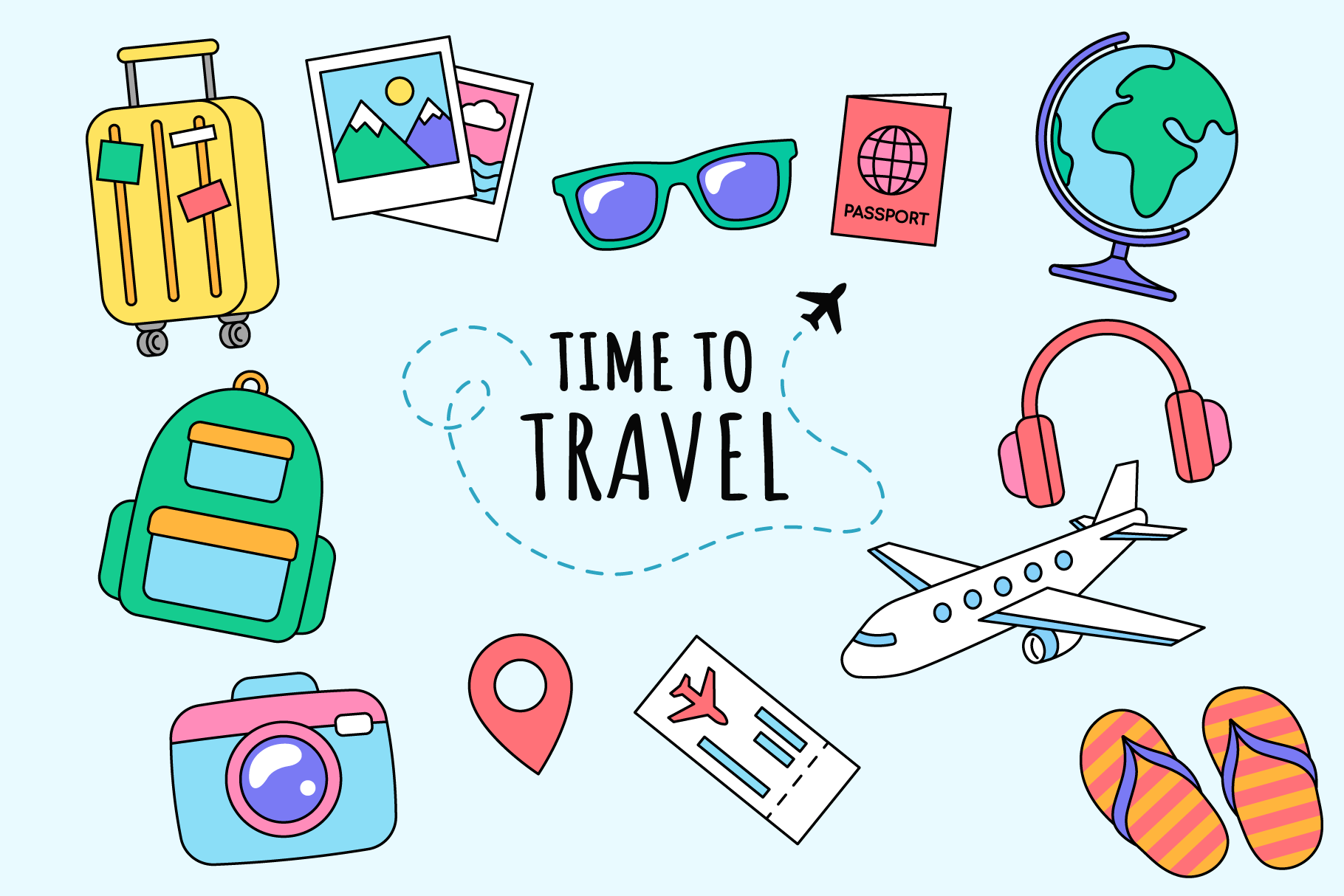 Travel and Vacation Objects, Accessories Graphic by Cmeree · Creative ...