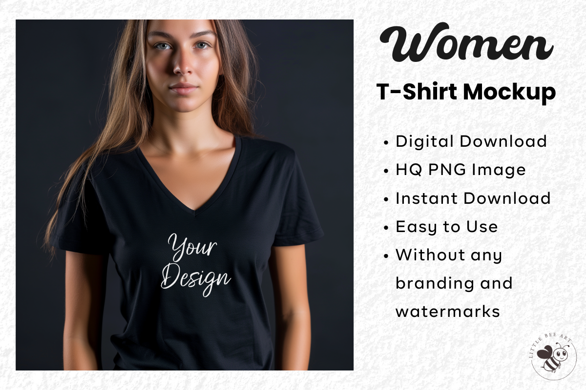 Women Black T-Shirt Mockup Design - 17 Graphic by Little Bee Art ...