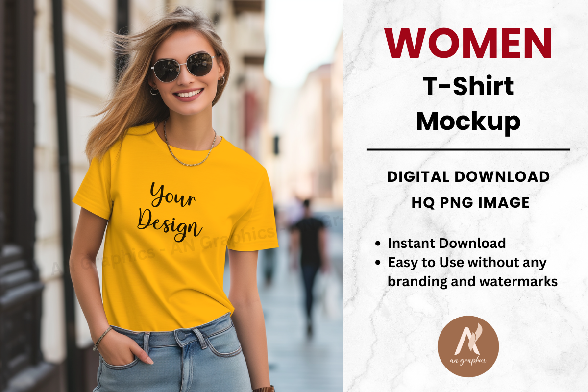 Yellow Women T-Shirt Mockup No - 15 Graphic by AN Graphics · Creative ...