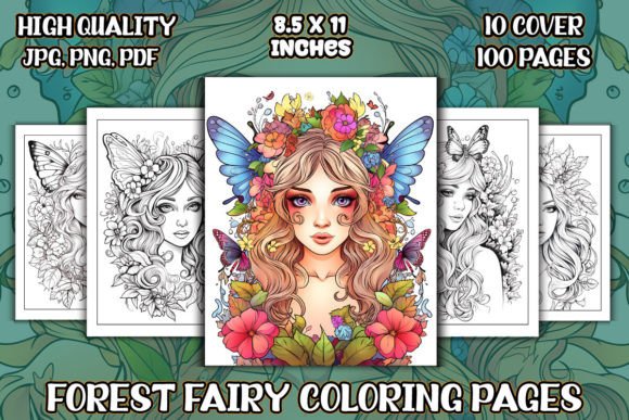 Forest Fairy Coloring Pages for Adults Graphic by protabsorkar11 ...