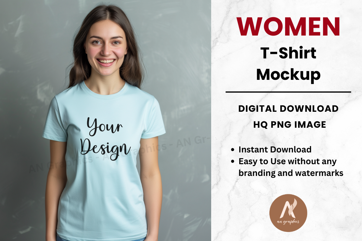 Women Light Blue T-Shirt Mockup No - 4 Graphic by AN Graphics ...