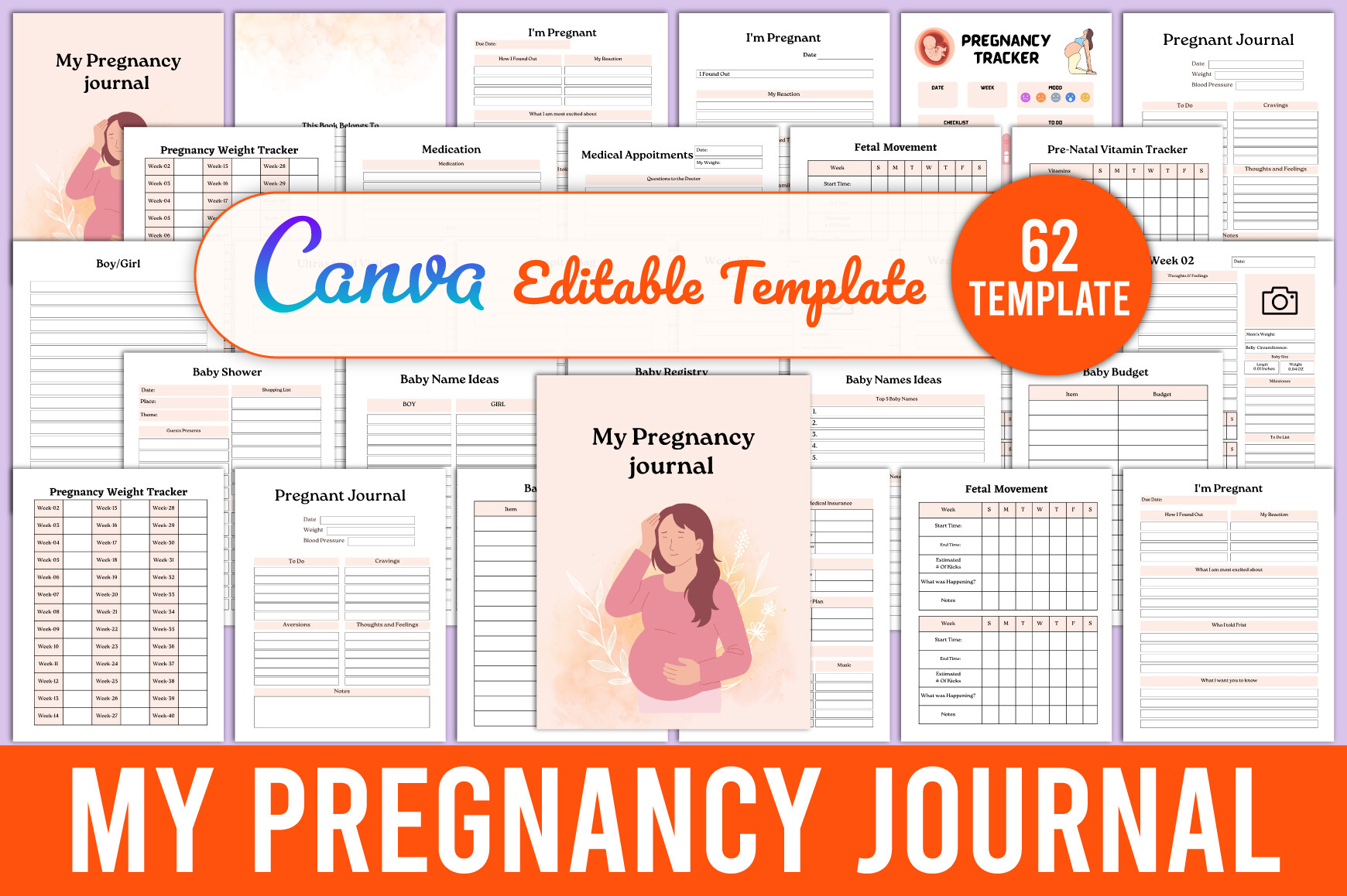 Editable MY Pregnancy Journal Canva Graphic by KDPMart · Creative Fabrica