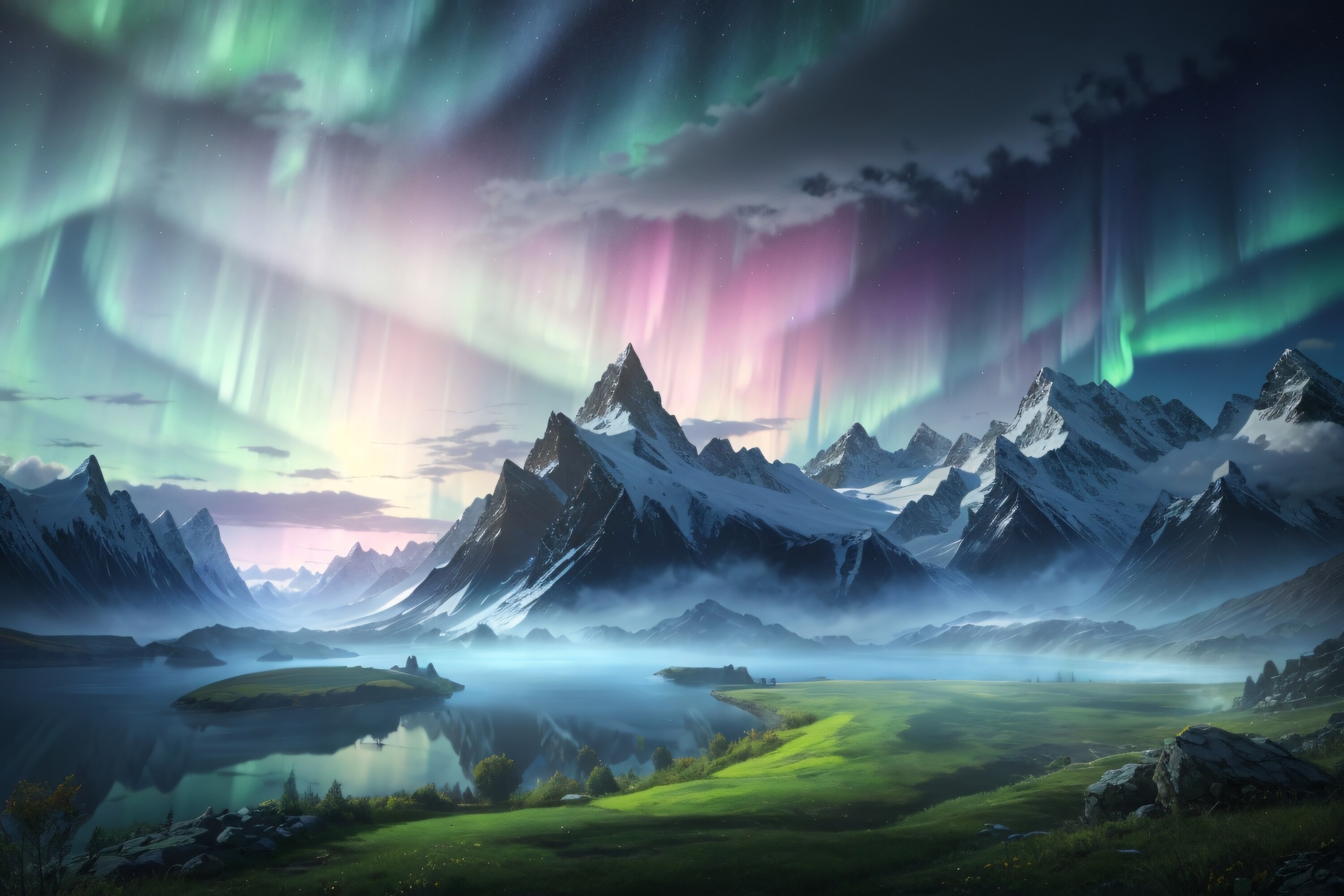 Aurora Landscape Background Graphic by Forhadx5 · Creative Fabrica