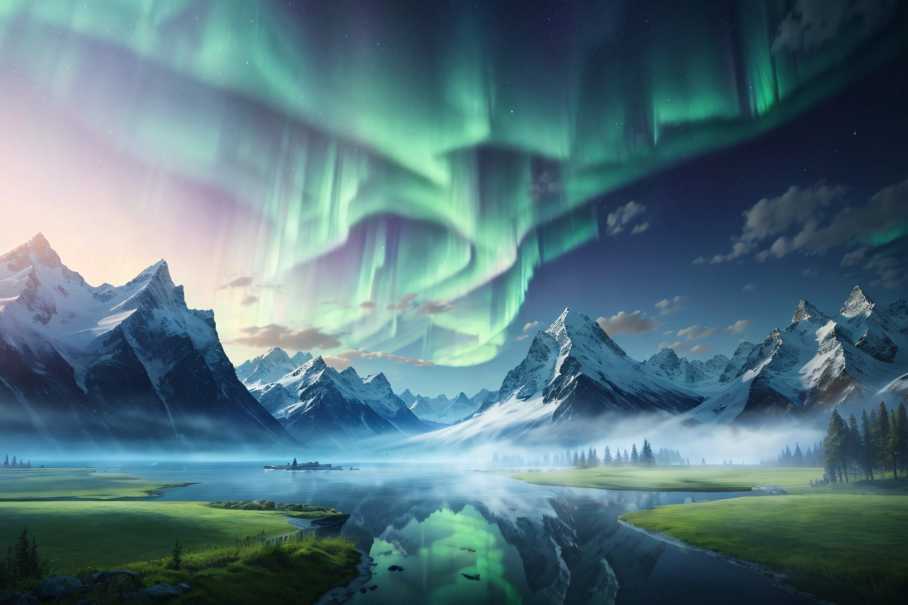 Aurora Sky Wallpaper Graphic by Forhadx5 · Creative Fabrica