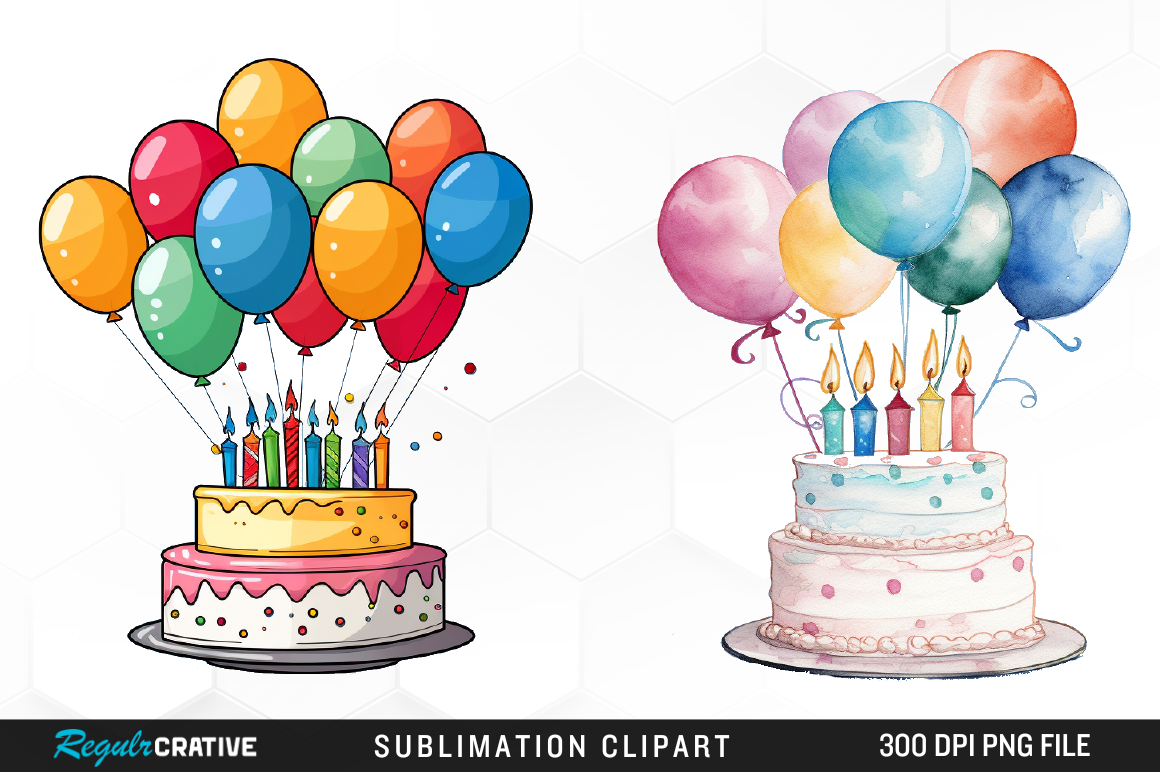 Watercolor Birthday Party Clipart Image Graphic by Regulrcrative ...