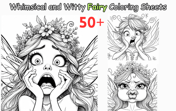 Whimsical and Witty Fairy Coloring Sheet Graphic by Coffee mix ...