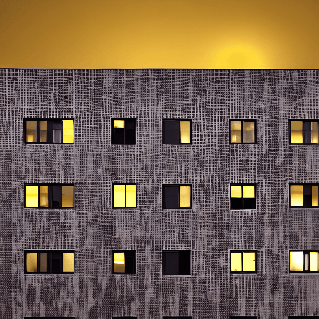 Gray Building at Dusk Digital Graphic Ground Floor View · Creative Fabrica