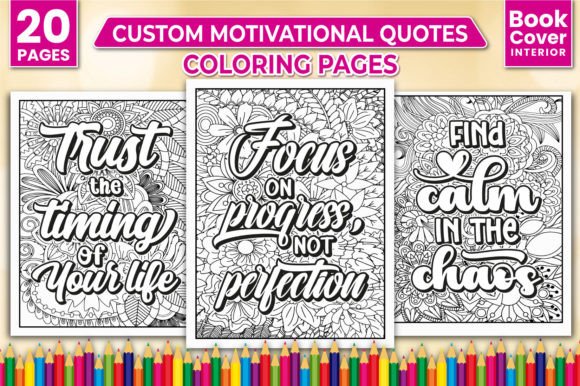 Motivational Quotes Coloring Book Pages Graphic by PixelOriel ...
