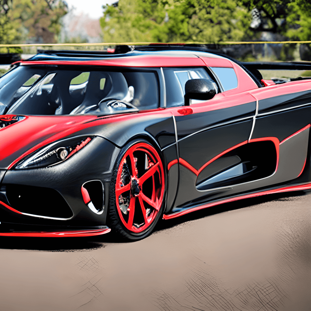 Koenigsegg Gemera with Black and Red Mansory Kit · Creative Fabrica