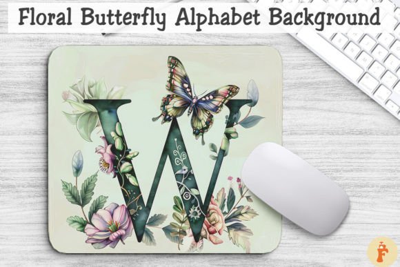 Floral Butterfly Letter W Background Graphic by Foxmia · Creative Fabrica