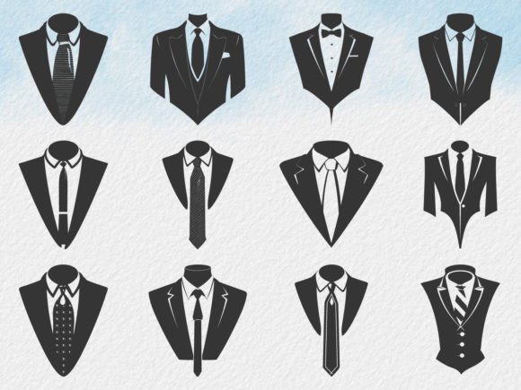 Business Suits with Tie Silhouette Set Graphic by Art Merch X ...