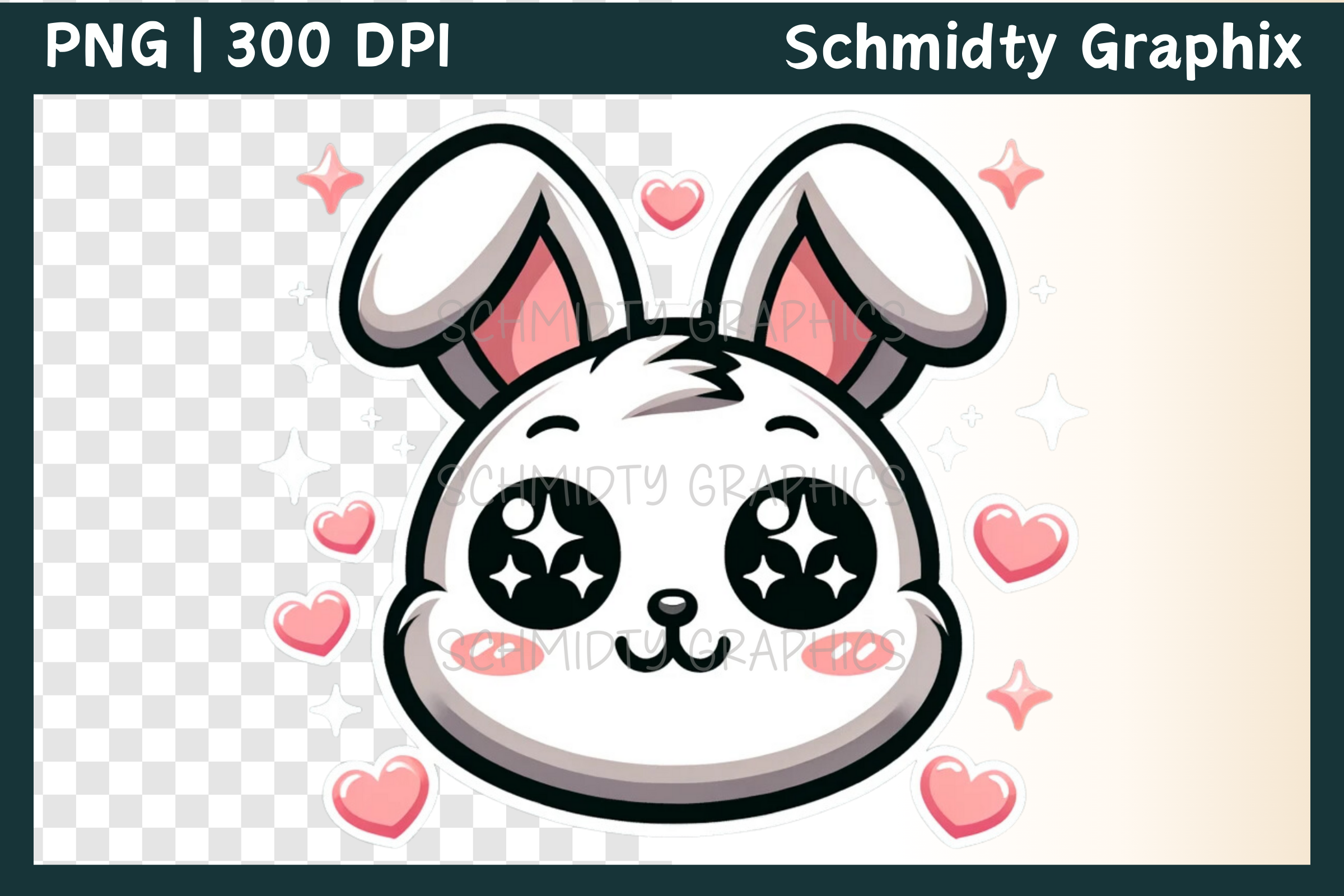 Cute Bunny Heart Love Cartoon Clipart Graphic by Schmidty Graphix ...