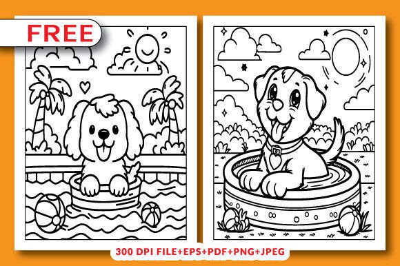 2 DOG COLORING PAGE for KIDS FREE Graphic by Creative Design Expert ...