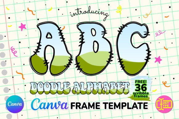 Groovy Doodle Alphabet Canva Frame Graphic Graphic Templates By JUSTTYPE