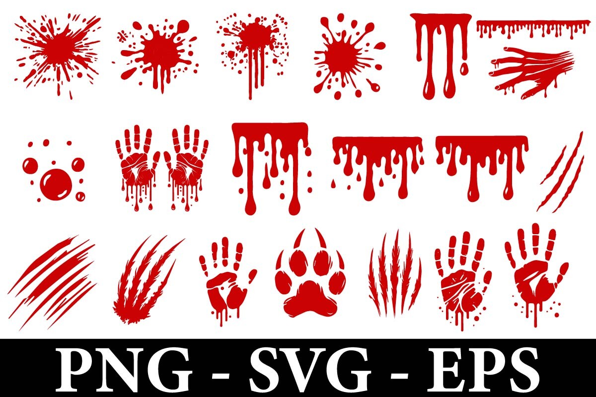 Red Dripping Blood Splatters SVG PNG Graphic by DigidesignWorld ...