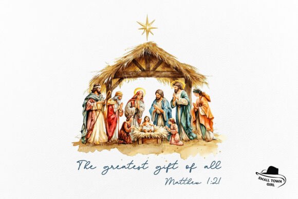 Christmas Jesus Manger Nativity Scene Graphic by Small Town Girl ...